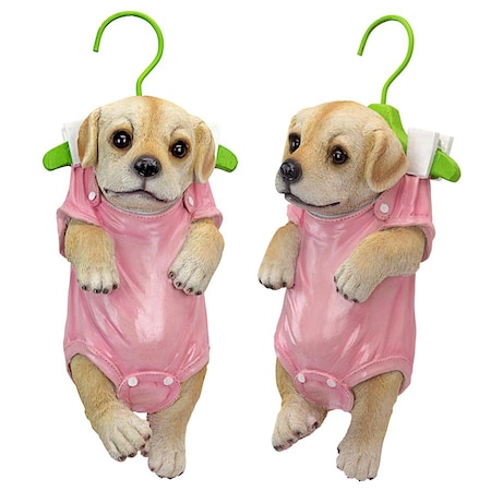 Hanger Hound Labrador Retriever Hanging Puppy Dog Statue: Set Of Two